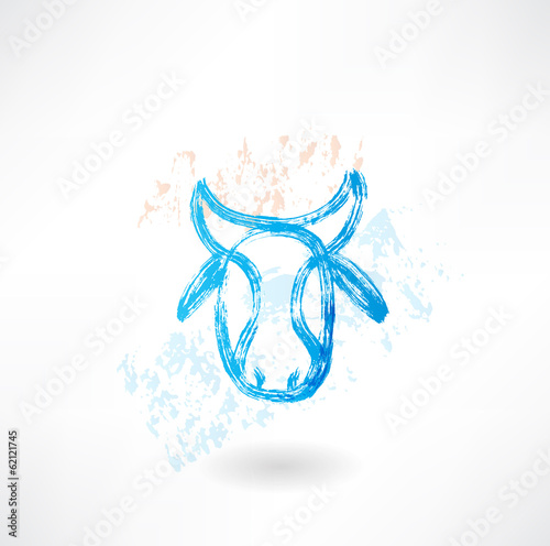 Cow's head grunge icon