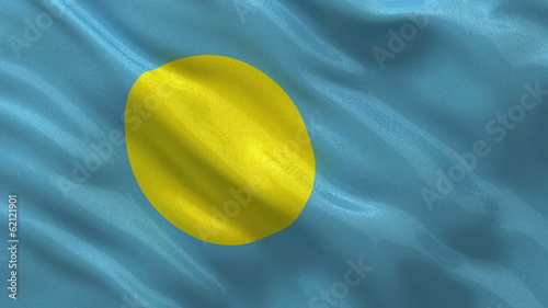 Flag of Palau waing in the wind - seamless loop photo