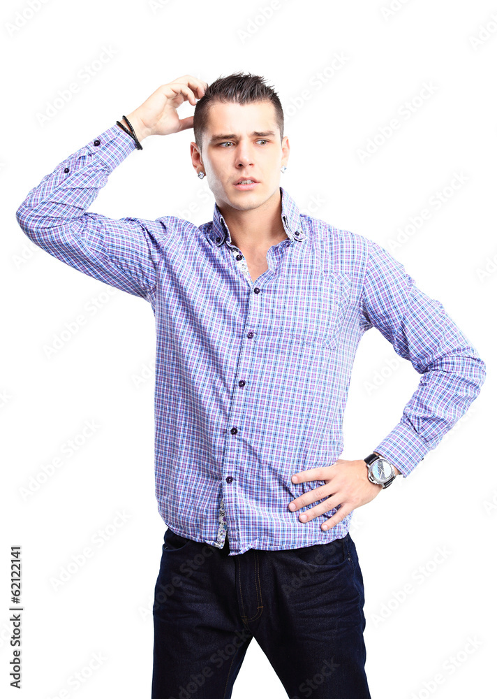 Thinking man isolated on white background Thinking man isolated on white background