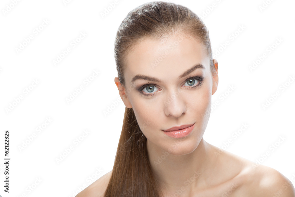 Obraz premium Attractive woman on white background