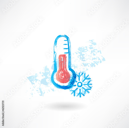 Cold thermometer grunge icon