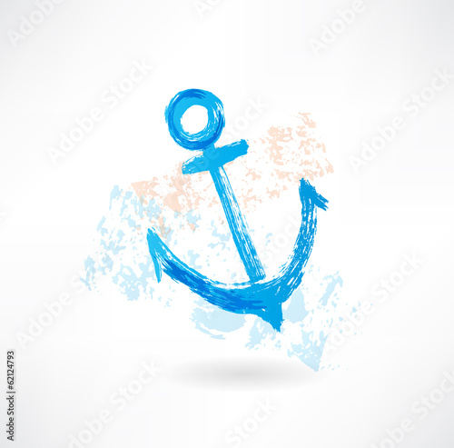 Blue anchor grunge icon