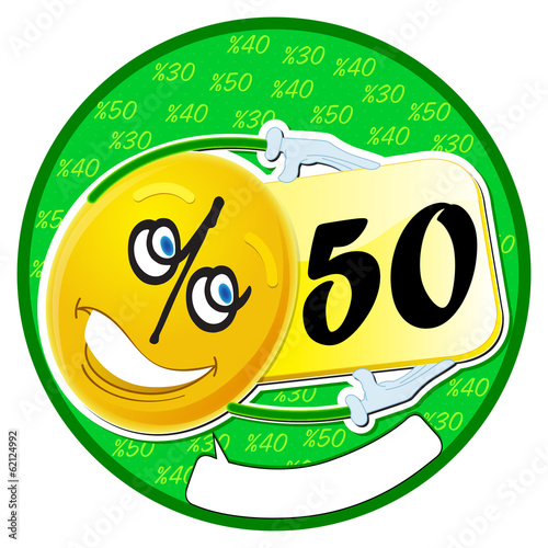 Yüzde 50 İndirim İkonu Dönkart