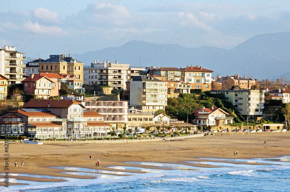 Getxo beach with residential houses