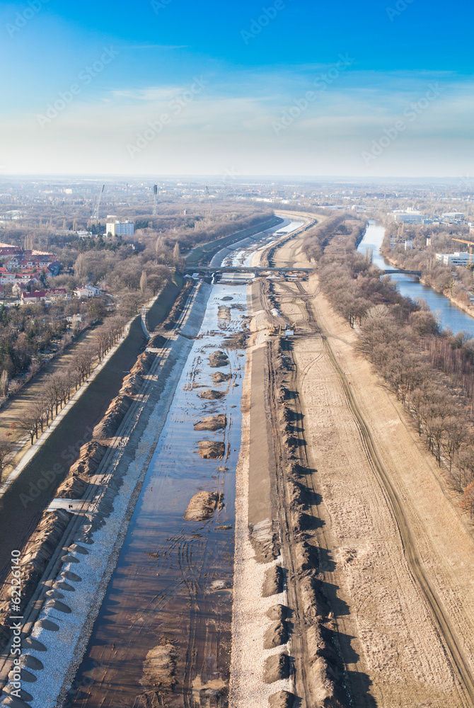 Aerial view of Wroclaw Odra river Aerial view of Wroclaw Odra river