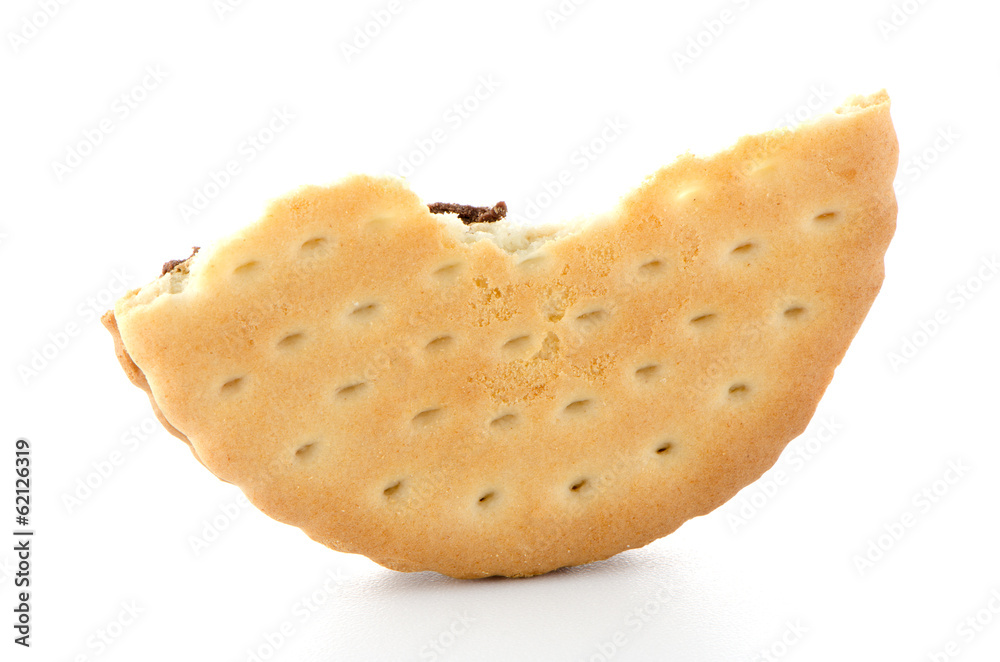 Half sandwich biscuit with chocolate filling Half sandwich biscuit with chocolate filling