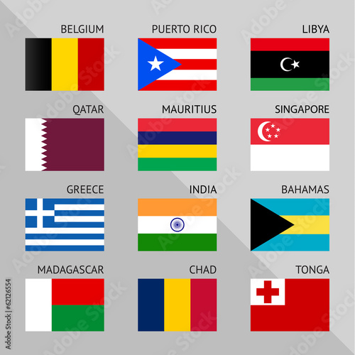 Flags of world, flat. Set number 02