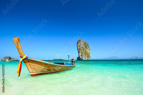 Boat in the beautiful beach in southern Thailand, Phuket, Krabi © surangaw