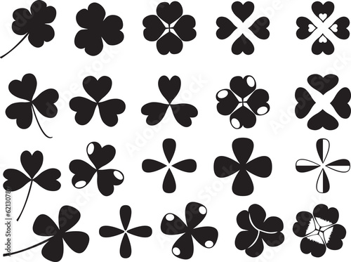 Clover leafs set illustrated on white