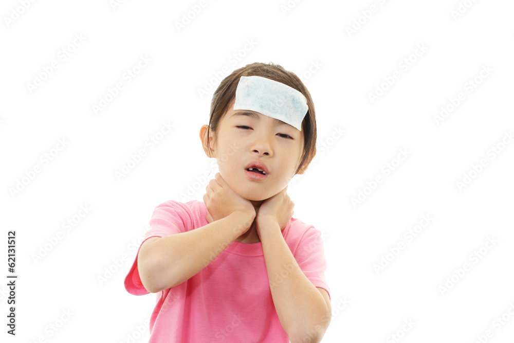 風邪にり患した女の子 風邪にり患した女の子