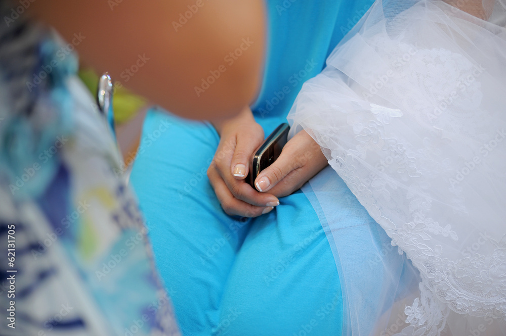 Bride with Cell Phone