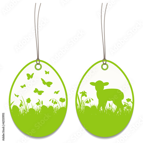 2 Hangtags Easter Lamb Meadow