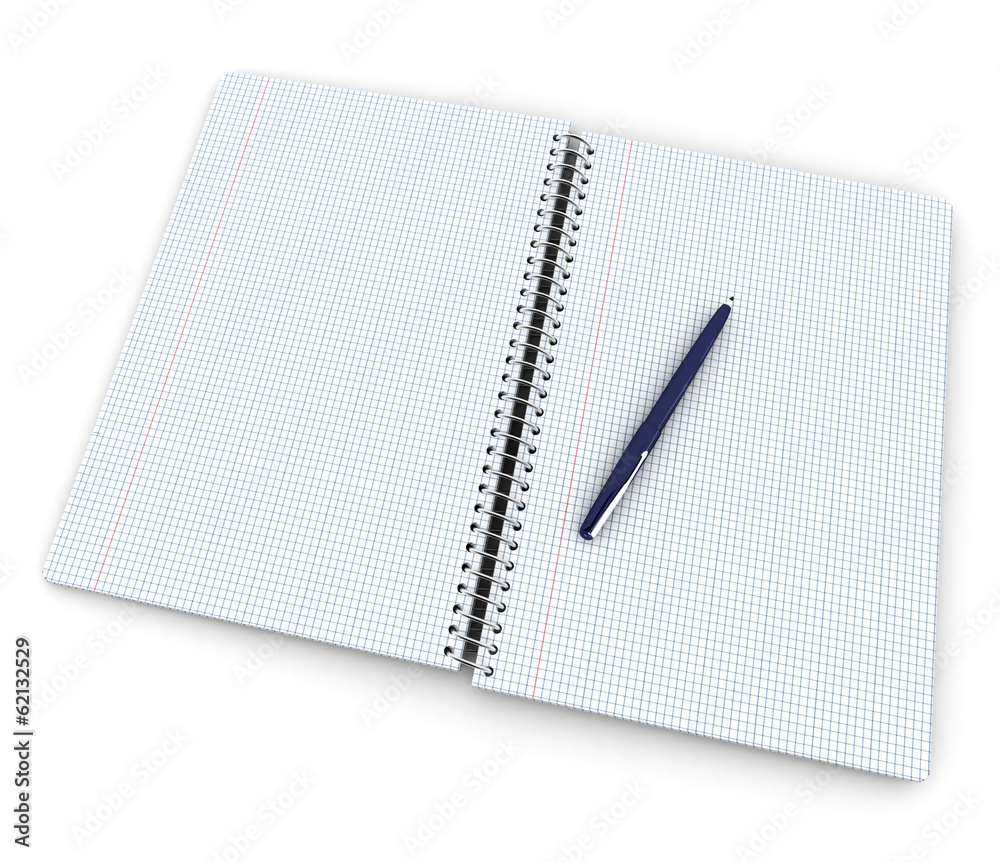Open notebook with pen Open notebook with pen