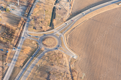 Cars in a roundabout