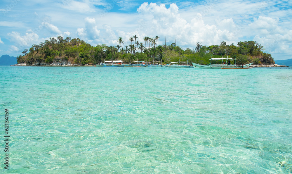 Tropical island and blue lagoon
