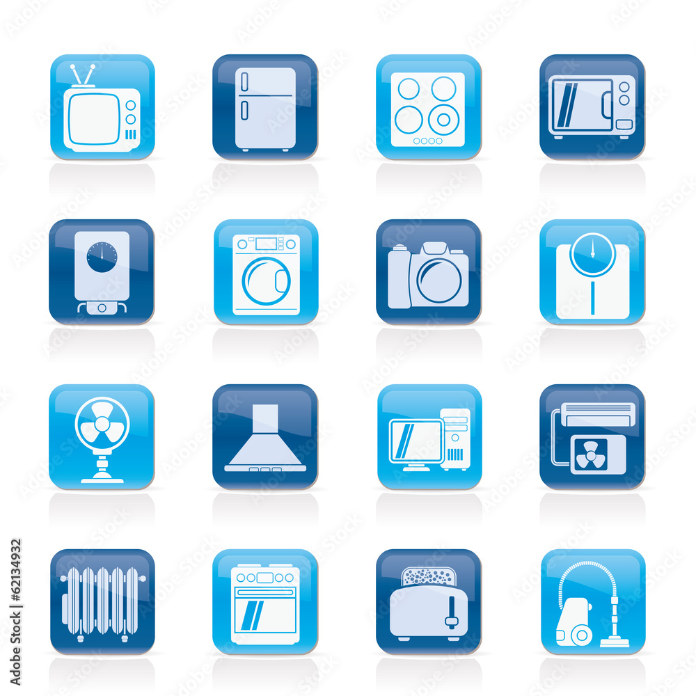 home appliances and electronics icons - vector icon set