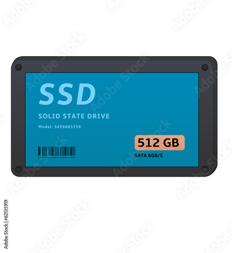 illustration of a ssd hard drive on white background