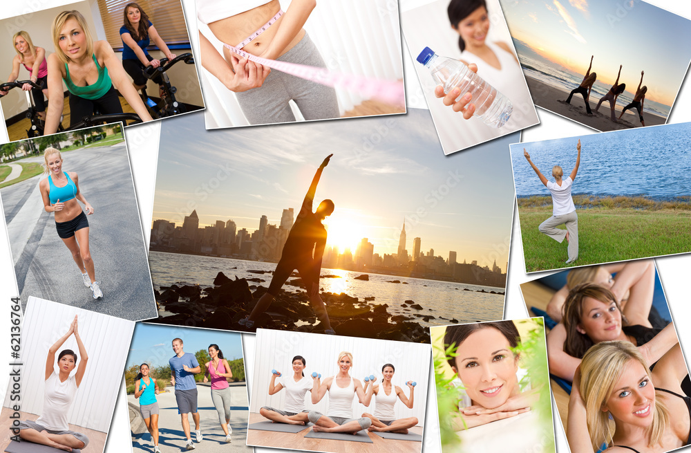 Healthy Men Women People Lifestyle & Exercise - obrazy, fototapety, plakaty 