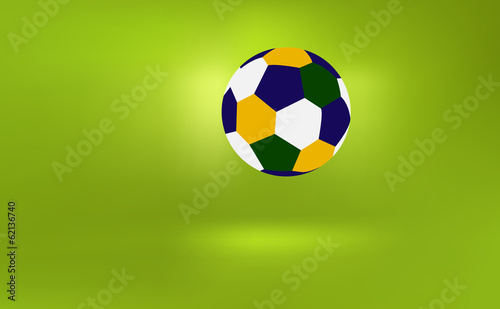 Soccer ball of Brazil in the green background, vector