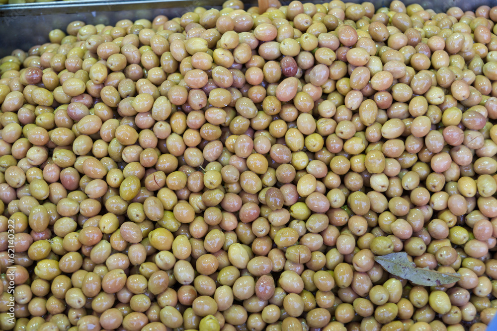 Green olives at a local food market Green olives at a local food market