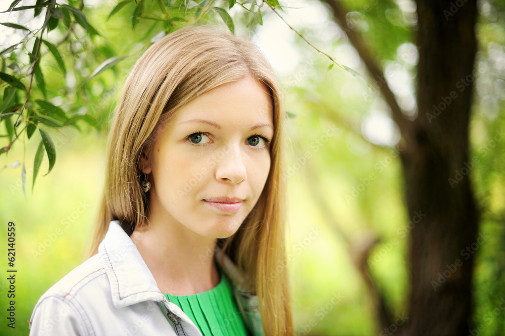 Outdoor portrait of beautiful lady in nature Outdoor portrait of beautiful lady in nature