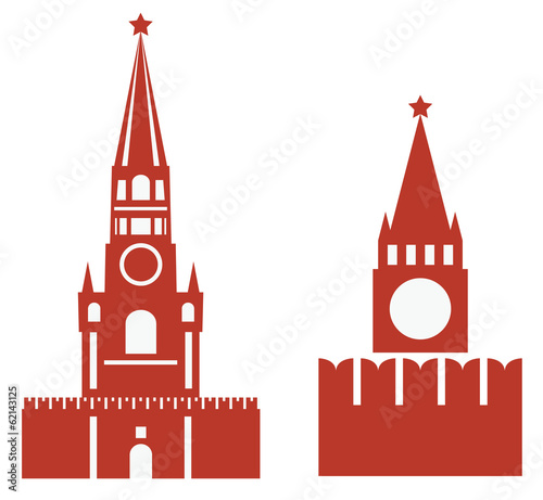 vector illustration of two variations of spasskaya tower and req