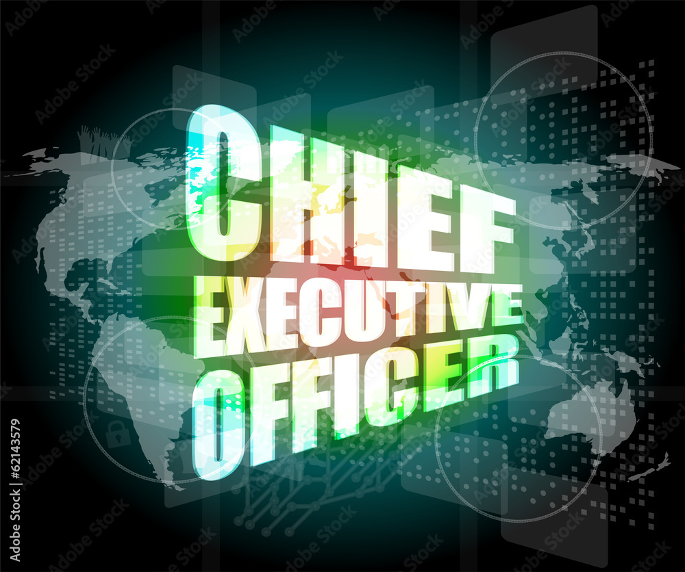 chief executive officer words on digital screen background