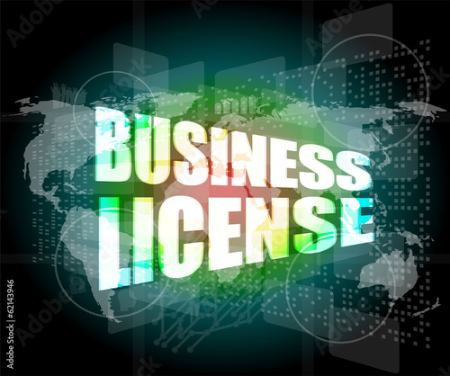 business license on digital touch screen