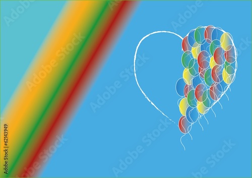 Background with heart consists of balloons