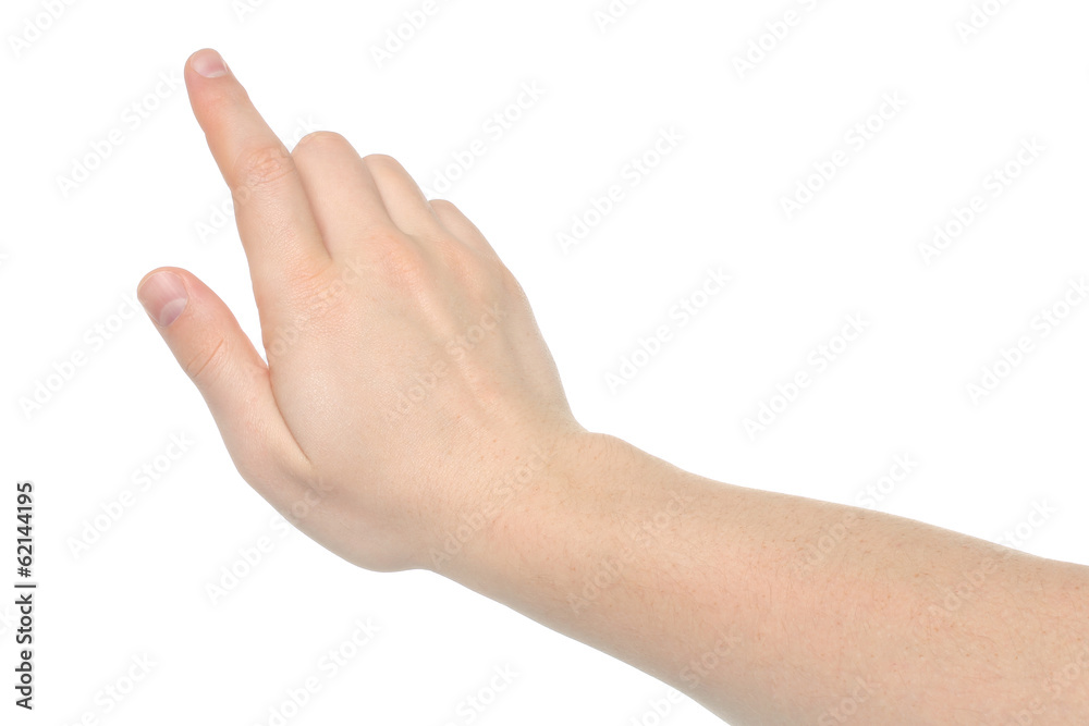 Man hand on white background . Man hand on white background .