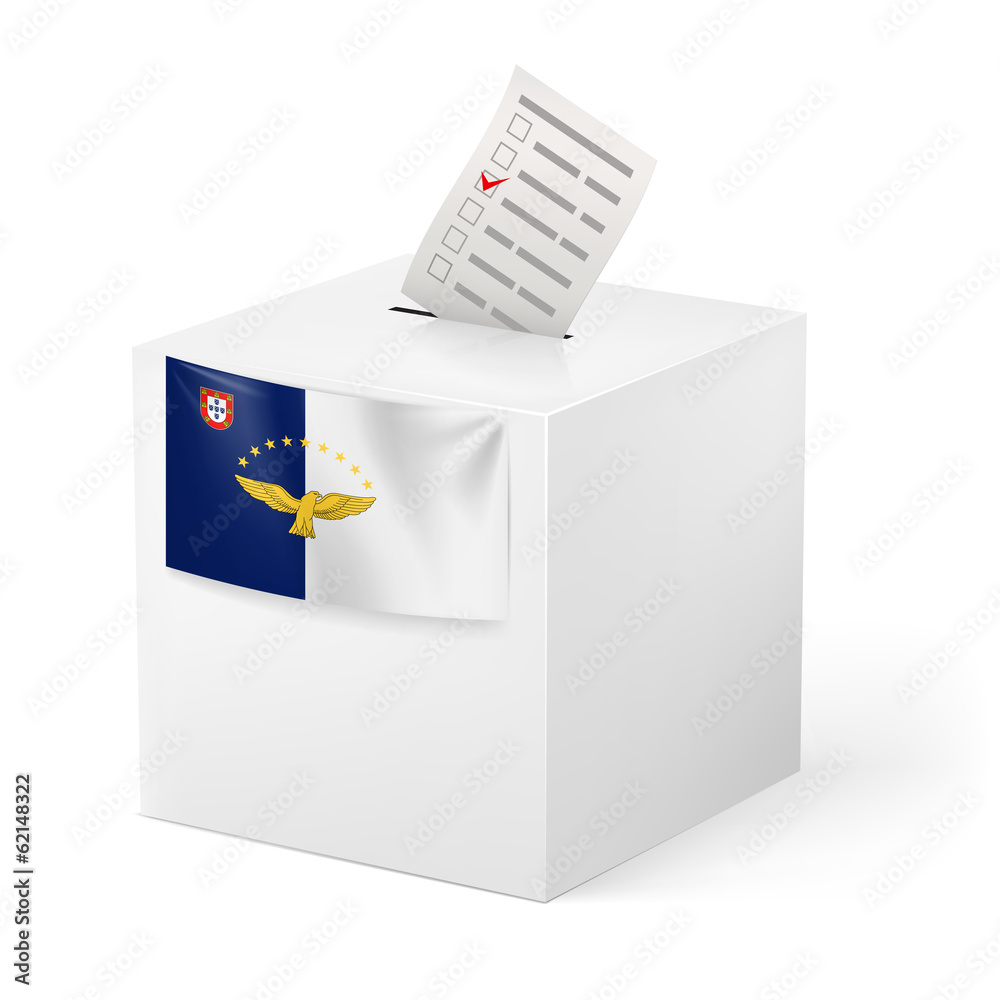 Ballot box with voting paper. Azores Ballot box with voting paper. Azores