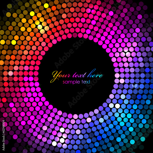 Vector colorful disco lights frame