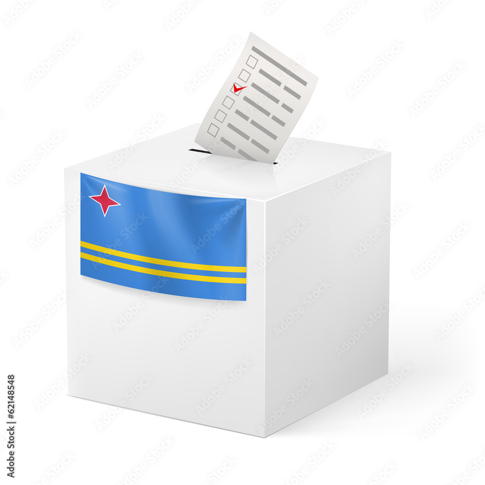 Ballot box with voting paper. Aruba Ballot box with voting paper. Aruba