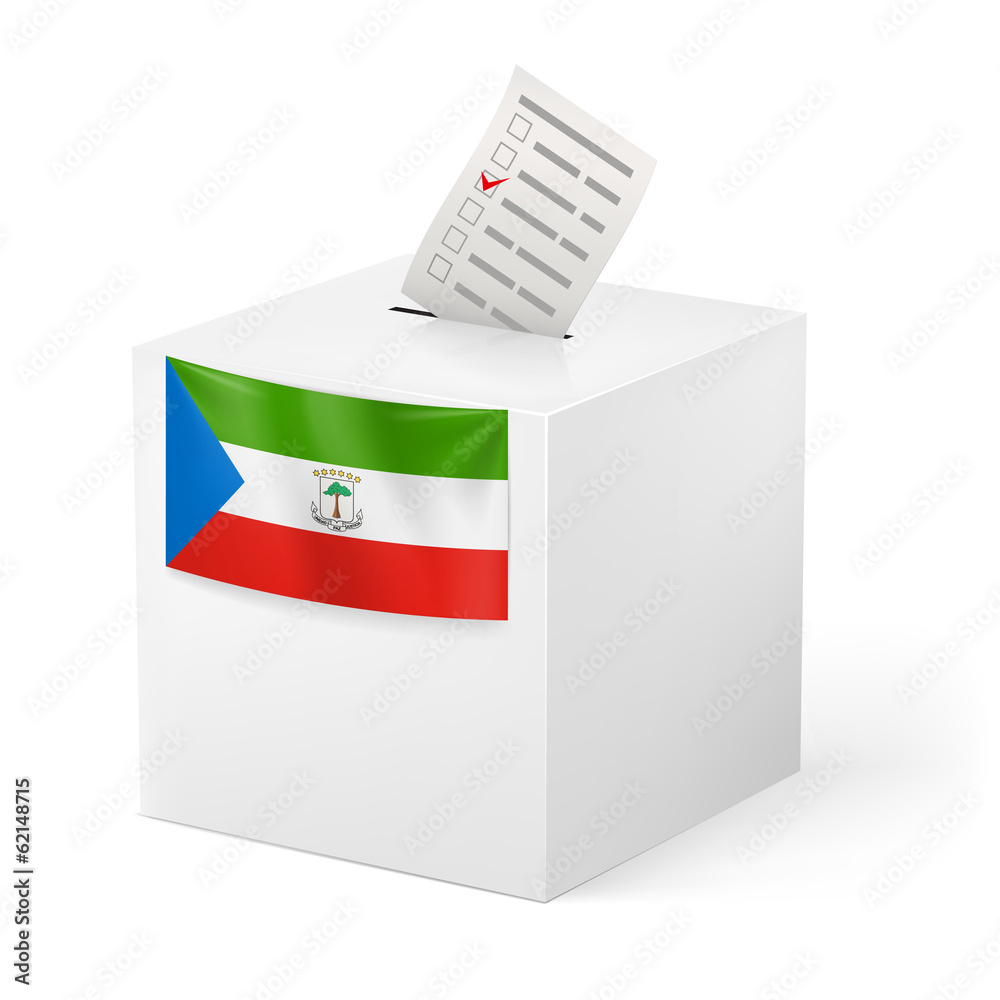 Ballot box with voting paper. Equatorial Guinea Ballot box with voting paper. Equatorial Guinea