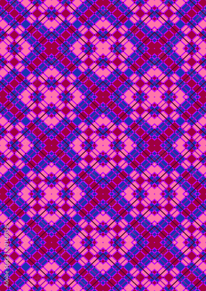 Pink rhombuses on purple checkered seamless background Pink rhombuses on purple checkered seamless background