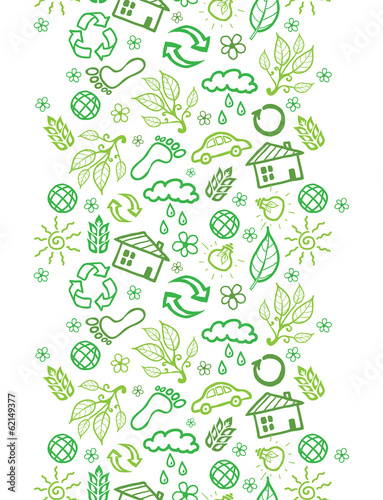 Vector ecology symbols vertical seamless pattern background