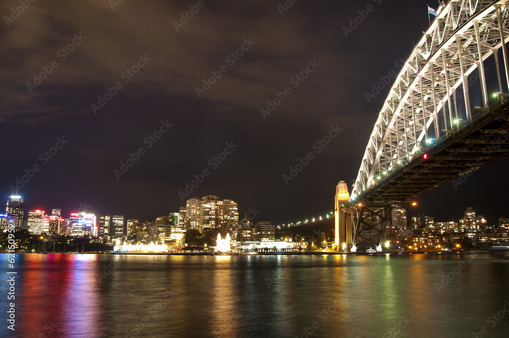 Sydney Harbour Bridge from the Southern Bank at Night