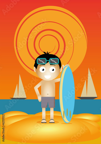 friendly surfer boy at the beach