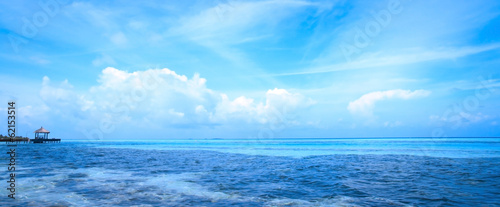 Tropical blue sea water in Maldives