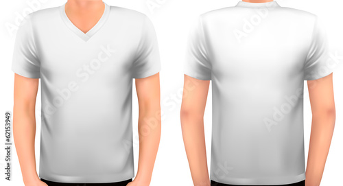 A male body with a white shirt on. Vector.
