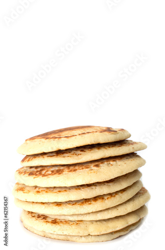 stack of pancakes isolated on white background