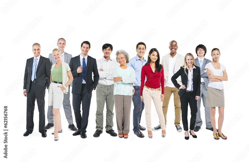 Group of Diverse Occupational People on White Background