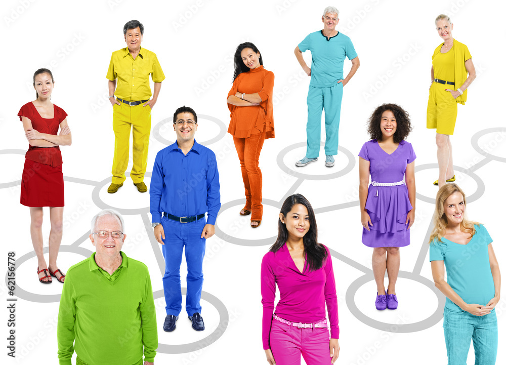 Fototapeta premium Group of Multiethnic World People in a Connection Themed