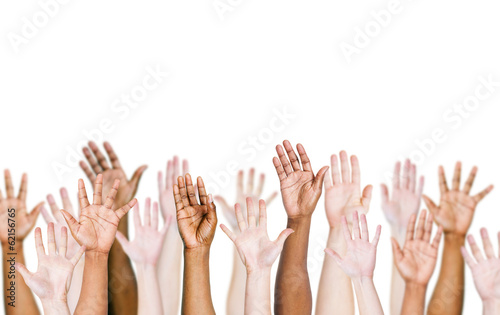 Group of Multiethnic World People's Arms Raised