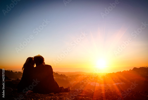 Couple in Love at Sunset - San Francisco Twin Peaks photo