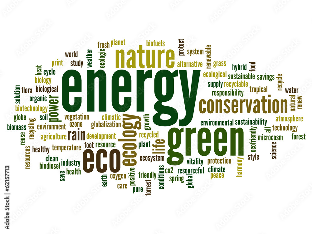 Conceptual energy or ecology word cloud Conceptual energy or ecology word cloud