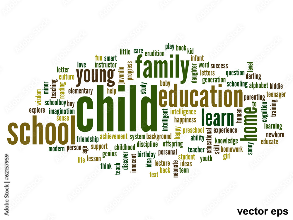Vector conceptual child education word cloud Vector conceptual child education word cloud