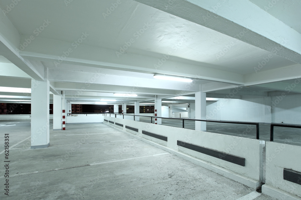 Interior of parking lot