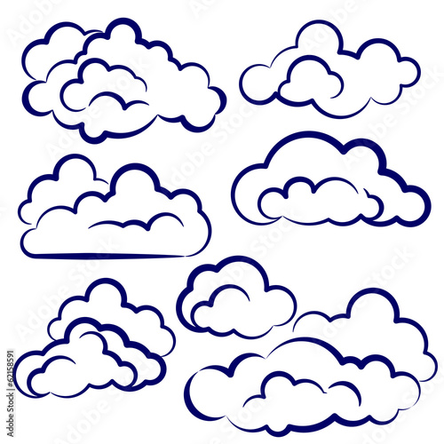 clouds collection sketch cartoon vector illustration