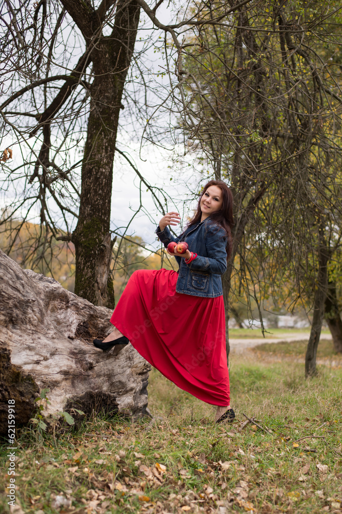 Young beautiful girl on a walk in the country Young beautiful girl on a walk in the country